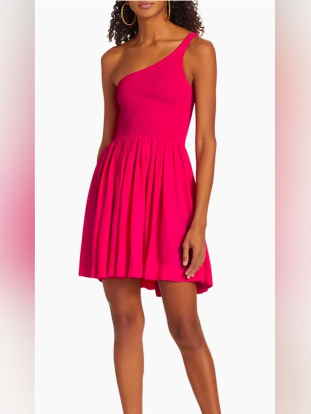 S/W/F One-Shoulder Smocked Mini Dress